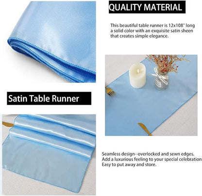 Baby Blue Table Runners 16 Pack 12x108 inch Silk Satin Smooth Fabric | Satin - Image 4