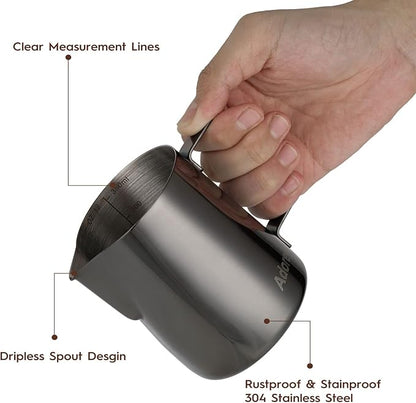 Milk Frothing Pitcher, 350ml Steaming Pitchers Stainless Steel Milk Coffee - Image 3