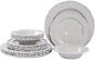 Grey Pearl 12-Piece Melamine Dinnerware Set - Unbreakable Plastic Plates & Bowls, Service for 4, Dishwasher Safe, Lightweight Shatterproof Tableware for Indoor/Outdoor Use
