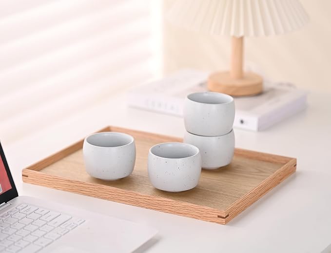 Rural Style Small Ceramic Espresso Cups Set of 4 Coffee Mugs 5oz White | Tea - Image 7