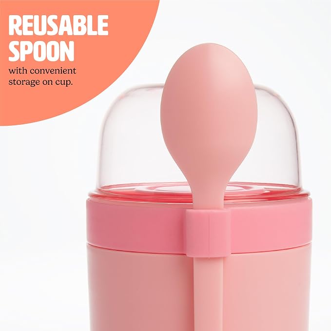 Tasty Travel Snack Cups with Spoons, On-The-Go Snacking, Divided Compartments - Image 5