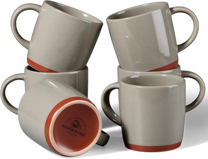 E-far Ceramic Coffee Mug Set of 6, 12oz Stoneware Coffee Cup by E-far