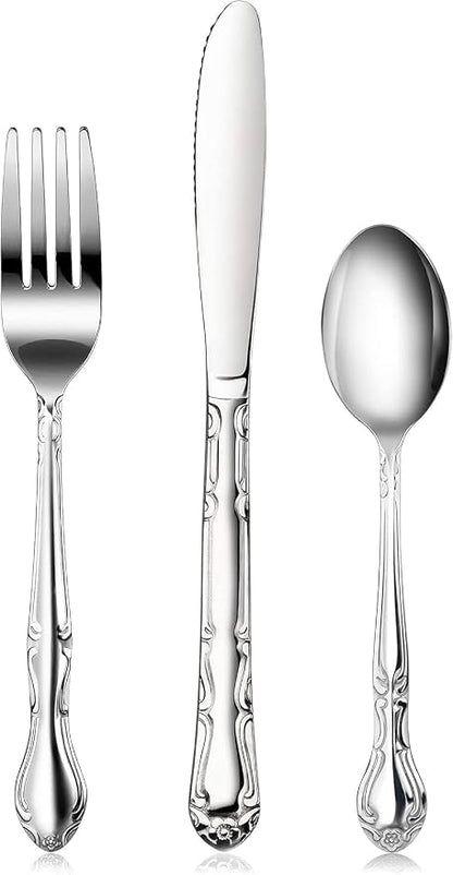 New Star Foodservice Rose Pattern Stainless Steel Flatware Set, 3-Piece Set by NewStarFoodservice