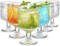 6 Packs Vintage Goblet Glasses, 8 oz Wine Glasses, Embossed Floral Glass Cups by Hlukana