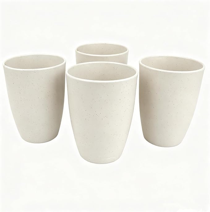 4Pcs Wheat Straw Cups, Unbreakable Drinking Cup | 12 Oz Reusable Cups by Soptalles