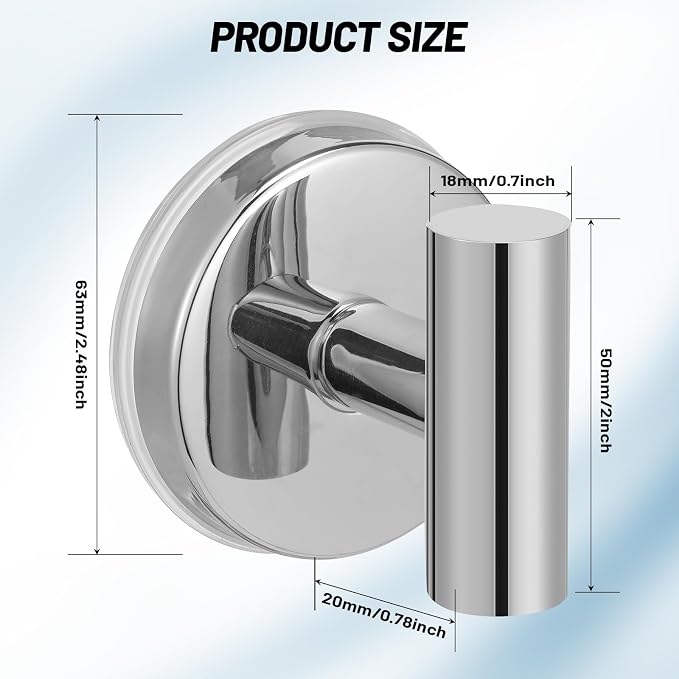 Large 15lb Suction Cup Hooks for Shower, No-Drill Bathroom Towel Hooks for Robes - Image 7