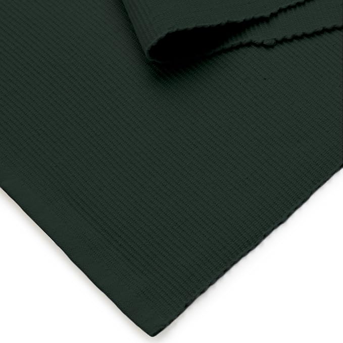 Encasa XO Table Runner, Yarn Dyed Ribbed Cotton 13"x79" | Dark Green, 12-Ply - Image 5