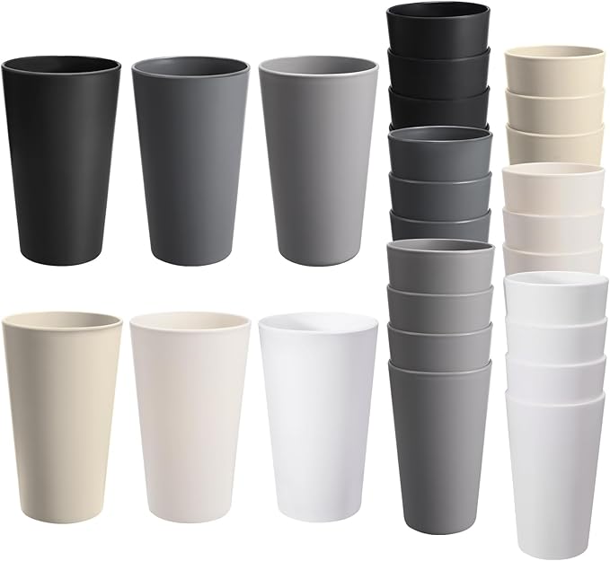 HEYCOME 24 Pcs Unbreakable Plastic Cups Set, 20 oz Reusable Plastic Cups by StayHealthyStayHappy
