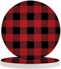 Lumberjack Plaid Pattern Coasters for Drinks 2 Pack Classic Black and Red Buffalo Plaid Tabletop Protection Kitchen and Coffee Table Décor & Accessories,Set of 2