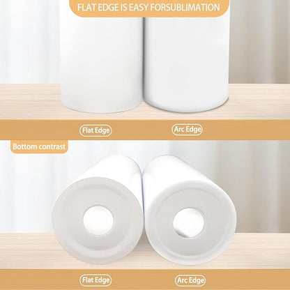 16 Pack Sublimation Tumblers Edge Blanks Skinny Straight Bulk 20 oz, Stainless Steel Double Wall Insulated Tumbler with Straw & Lids for Heat Transfer, White