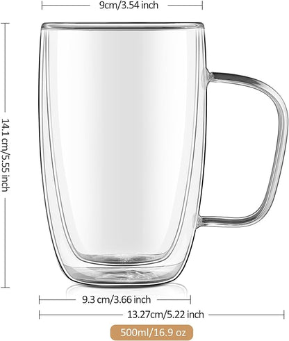 Joeyan Large Clear Double Walled Glass Coffee Mugs 16 oz, Double Layer Tea - Image 7