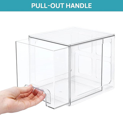 Vtopmart 2 Pack Stackable Storage Drawers, 6.6''Tall Acrylic Bathroom Makeup Organizers,Clear Plastic Storage Bins For Vanity, Undersink, Kitchen Cabinet,Pantry Organization and Storage