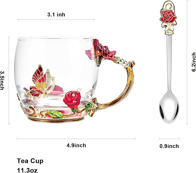 Tea Cup Glass Coffee Enamels Mug Gifts - Image 2