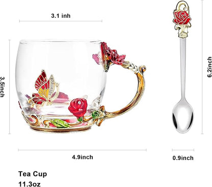 Tea Cup Glass Coffee Enamels Mug Gifts - Image 2