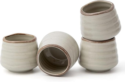 4pcs Japanese Tea Cup Set – Mini Size Cup 5OZ Ceramic Matcha Cup, Handless by YumiPLUS