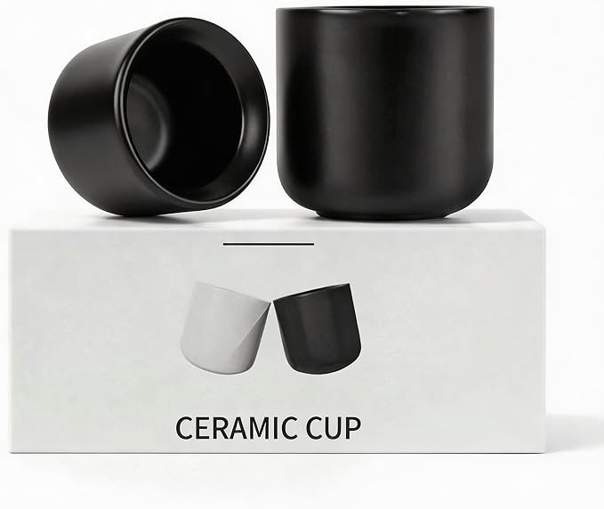 Espresso Cups Set of 2-3oz Demitasse Mugs Modern Thick Walled Durable Ceramic by Unknown