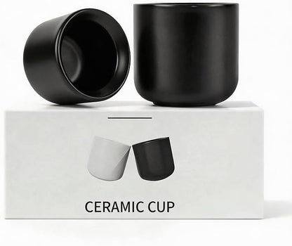 Espresso Cups Set of 2-3oz Demitasse Mugs Modern Thick Walled Durable Ceramic by Unknown