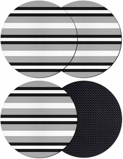 Black Gray Striped Coasters Set of 4, Contemporary Minimalist Lines Art Soft by PIEPLE