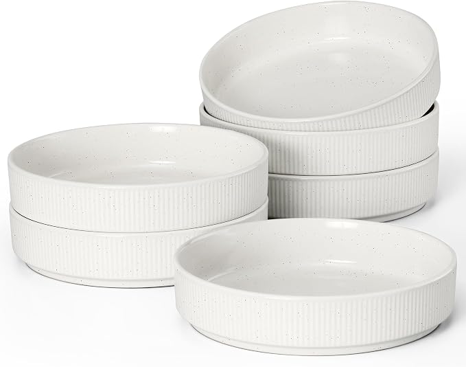 E-far Pasta Bowls Set of 6, 35oz Large Salad Bowl Plate by E-far