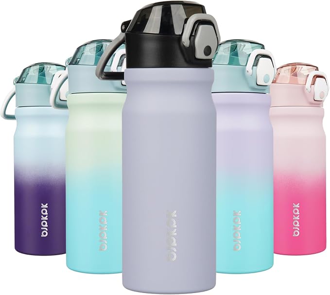 BJPKPK 18 oz Water Bottle with Straw & Handle, Insulated Stainless Flask | Leak by BJPKPK