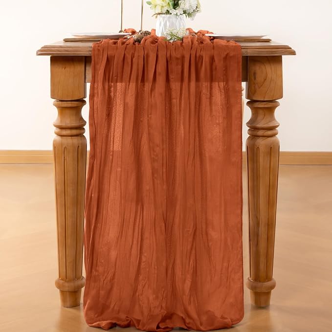 Terracotta Cheesecloth Table Runner 120 Inches 4 Pack Gauze Table Runner | - Image 2