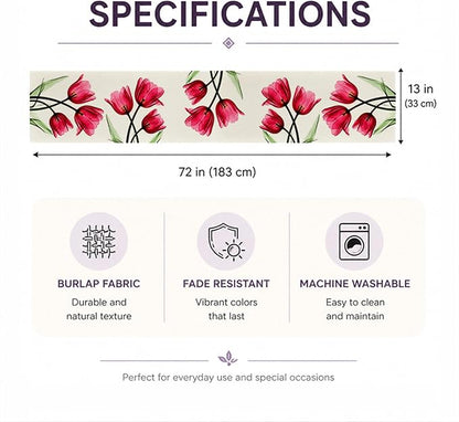 Floral Table Runner Mode Flowers Spring Summer Table Runner Seasonal Table - Image 6