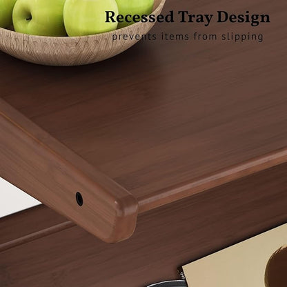 ZIYOO Solid Wood Mobile Side Table with Lockable Wheels, Multi-Functional Rolling End Table & Nightstand for Bedroom/Living Room, Small Spaces, Walnut