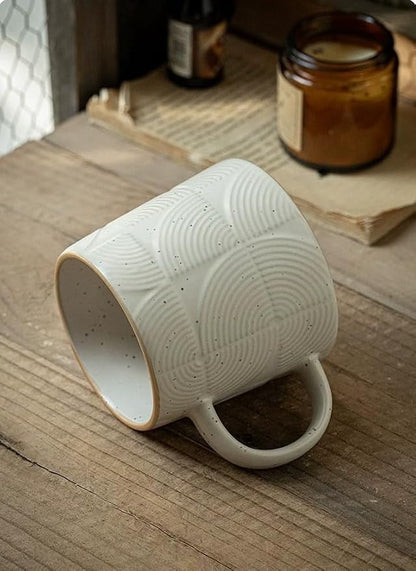 Minimalist Embossed Speckled Ceramic Coffee Mug, 14oz Large Capacity, - Image 7