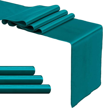 4-Pack Peacock Blue Satin Table Runner 12 x 108 Inch Long Bright and Smooth - Image 8