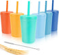 10 oz Wheat Straw Cups with Lids and Silicone Straws, Small Tumbler Straw Cups by Shopwithgreen