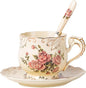 YOLIFE Tea Cup and Saucer Set, 8 OZ Pink Rose Tea Cup Set | Ivory Vintage by YOLIFE