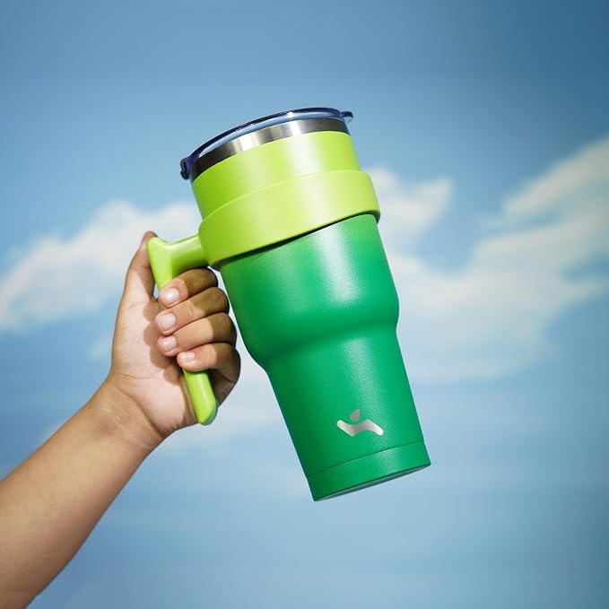 Konokyo 40 oz Tumbler with Handle and Straw, Insulated Travel Mug | Matcha - Image 5