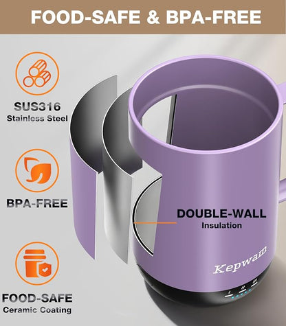 Kepwam Self-Heating Coffee Mug T1, 16oz Rechargeable Heated Coffee Mug - Image 5