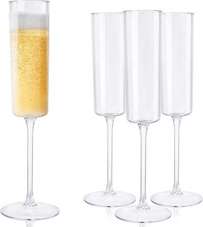 Ciaell 12 Pack Plastic Champagne Flutes - 6 Oz Clear Disposable Champagne by Ciaell