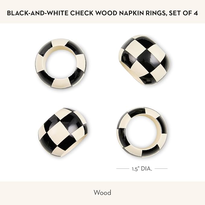 MACKENZIE-CHILDS Wood Napkin Ring Set, made from wood, fancy napkin-holder rings - Image 4