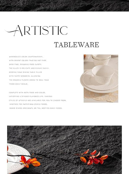 4-piece set, embossed design plate and bowl set, microwave and dishwasher - Image 5