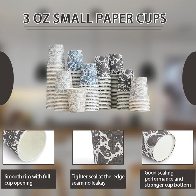 Clawsoff 300 Pack 3 oz Paper Cups Small Disposable Mouthwash Bathroom Cups | - Image 3