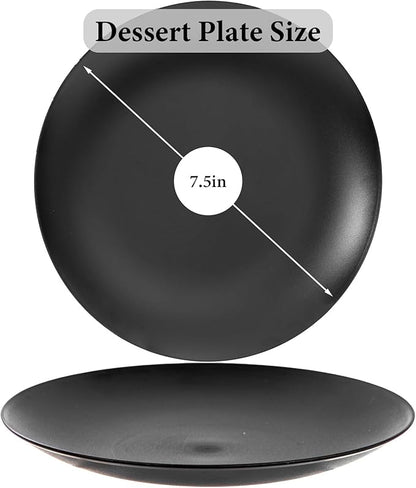 EI enjonirinjonir 80pcs Black Dessert Plates 7.5inch,Disposable Matte Plastic Plate Frosted Small Black Dessert/Cake/Appetizer Plastic Plates Disposable Heavy Duty for Party or Wedding Serve 80 Guest