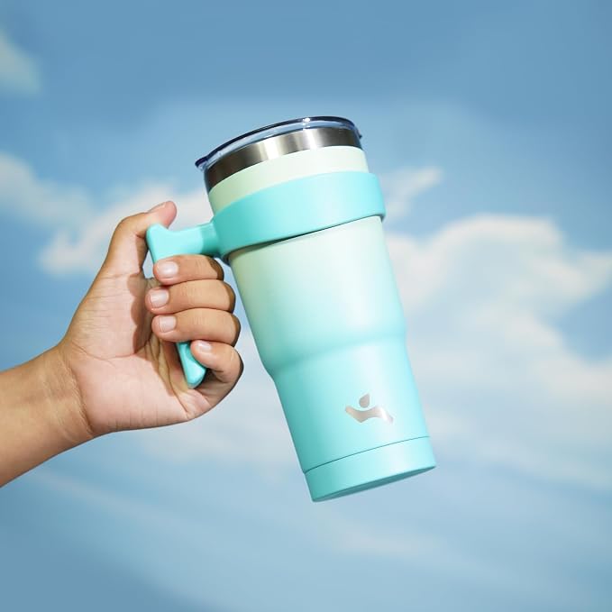Konokyo 20 oz Tumbler with Handle and Straw, Insulated Travel Mug | Mint; - Image 5