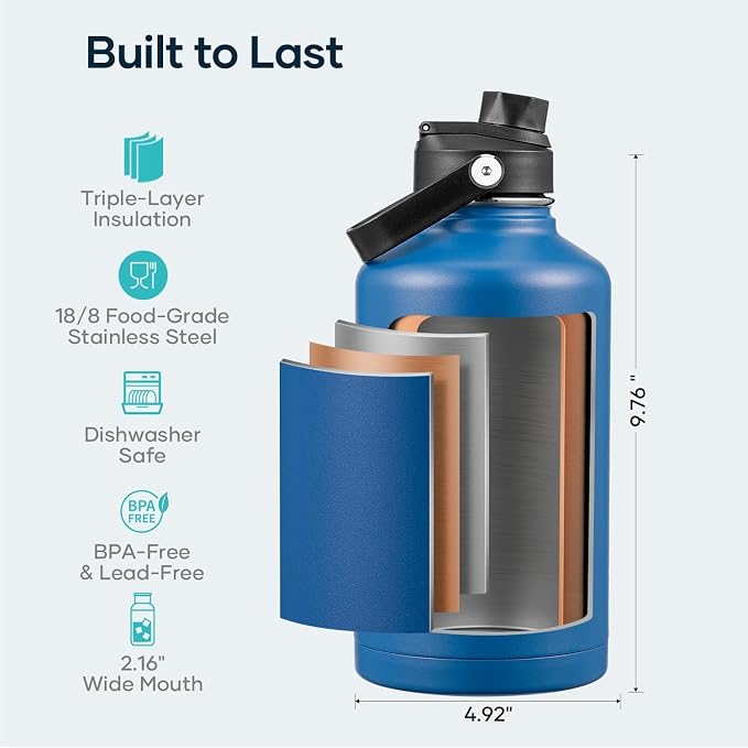 BUZIO 64 oz Insulated Stainless Steel Water Bottle - Image 4