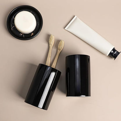 Gaolinci 2 Pcs Simple Solid Color Ceramic Mouthwash Cups, Bathroom Brushing Cup - Image 7