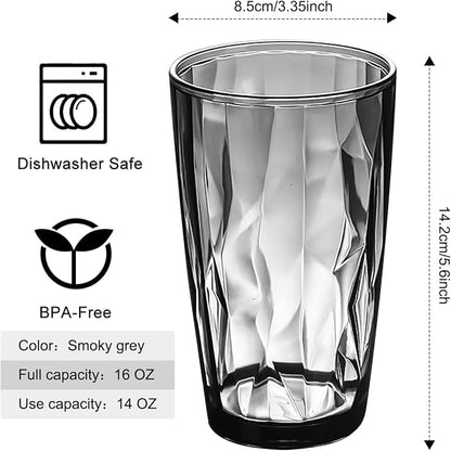 Top-spring 16 Oz Reusable Plastic Water Tumbler 8pcs Smoky Gray BPA Free | - Image 4