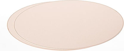 Nikalaz Oval Placemats Set (Pack of 4) Recycled Leather Table Mats 18 x 13 inches (45.7 x 33 Centimeters), Kitchen Dining Table Décor by Nikalaz (Beige - Creamy White)