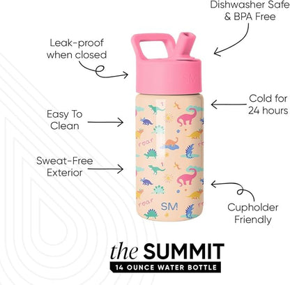 Simple Modern Kids Water Bottle & Toddler Cup | 14oz | Dinosaur | Insulated - Image 2