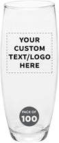 DISCOUNT PROMOS 100 ARC Stemless Champagne Flutes Set, 9 oz. - Customizable Text, Logo - Cachet, Glassware, Cocktails - Clear