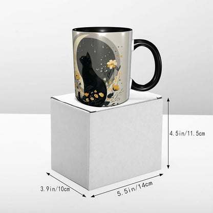Yrebyou Cat and Moon Coffee Mug 11oz Ceramic Cup - Image 5