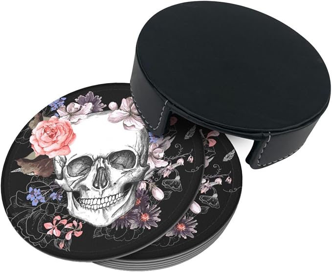 Elegant Skull Rose Flower Coasters - Image 9