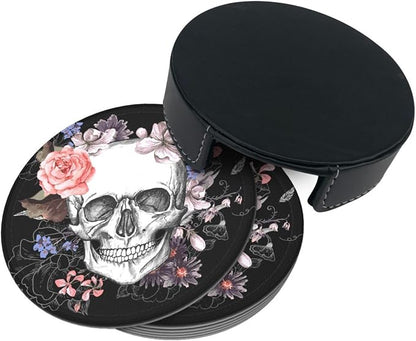 Elegant Skull Rose Flower Coasters - Image 9