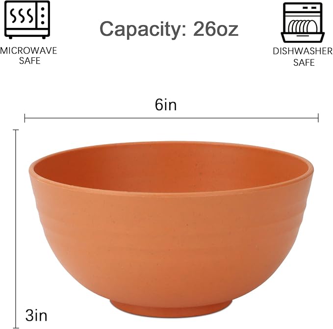 Wheat Straw Bowls Set, Unbreakable & Lightweight Microwave Safe Bowls - Image 4