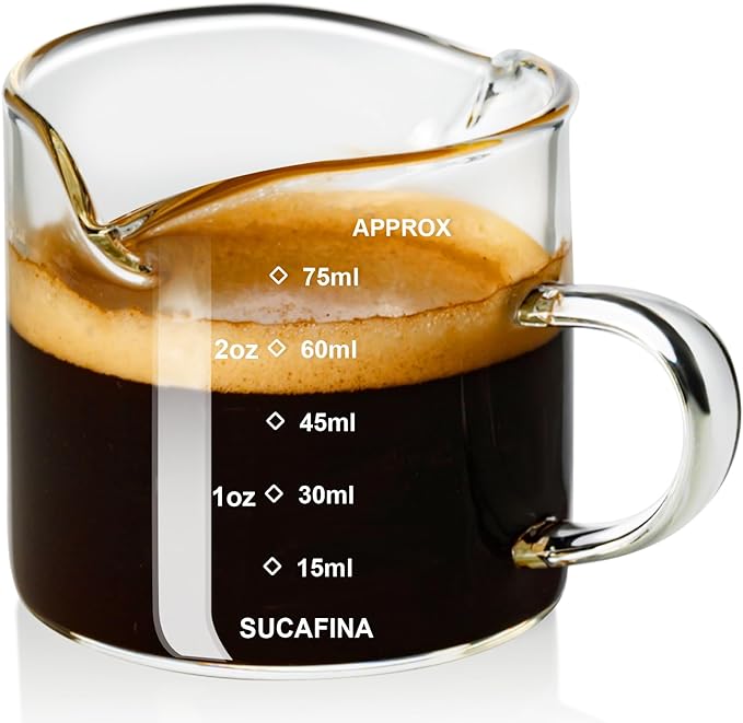 PARACITY Espresso Measuring Cup, 2.5 oz Double Spout Glass by PARACITY